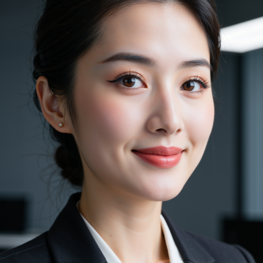 二十八岁左右年轻女性头像，穿职业套装，现代办公环境背景，新媒体运营专家